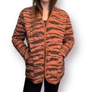 ANINE BING Elizabeth Quilted Tiger Jacket Brick M